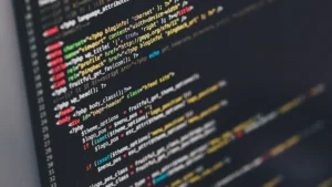 Close-up of website code on a computer screen